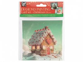 Deimantinės mozaikos atvirukų rinkinys 13x13cm Eglutė+Namelis, CR8024/25GE CRAFT