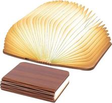 Medinis sulankstomas LED knygos šviestuvas, riešutmedžio LED stalinis šviestuvas, USB naktinė lemputė, įkraunamas knygos šviestuvas, nuotaikos šviesa, 360 sulankstomas magnetinis knygos šviestuvas