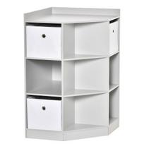 HOMCOM vaikų kampinė lentyna su 3 daiktadėžėmis, žaislų laikymo vieta vaikų kambariui, skirta 3–12 metų vaikams, pilka, 57,4 x 57,4 x 94 cm, Pilka