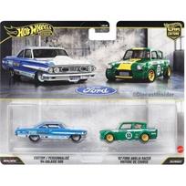SKILĘS BLISTERIS!!!   Hot Wheels Premium 2-pack Modeliukas 1967 Ford Anglia Racer & Custom 1964 Galaxie (yra Sandėlyje)