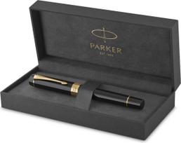 Parker - Duofold Centennial Fountain Pen - Classic Black with Gold Trim - Medium Solid Gold Nib