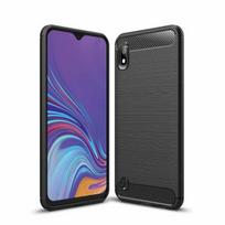 TakeMe TPU plāns aizmugures maks-apvalks ar KARBONA virsmas efektu priekš Samsung Galaxy A11 (A115) / M11 (M115F) Melns