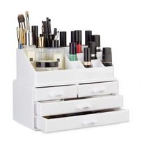 Makiažo organizatorius su stalčiais 19x24x13,5cm., baltos spalvos