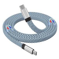 Magtame Usb-c kabelis, magnetinis Usb-c į Usb-c kabelis 60 W (3 A), spiralinis Usb-c kabelis 1 metras, nailonu pintas plokščias Type-c greito įkrovimo kabelis, suderinamas su Usb-c įrenginiais, skirtais Pad, skirtas Samsung, mėlynas