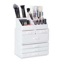 Makiažo organizatorius su stalčiais 29x23,5x14cm., baltos spalvos