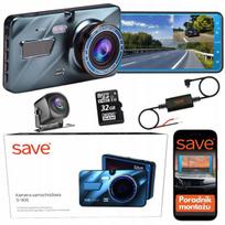 Vaizdo registratorius save s-900, full hd 1080p, 4" ekranas, su galine kamera ir 32gb kortele