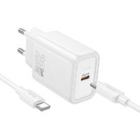 Įkroviklis HOCO N60 + "USB-C (Type-C) to Lightning Cable" (1xUSB-C 20W) baltas