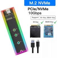 RGB M.2 NVME PCIe NGFF SATA Dvigubo Protokolo SSD Korpusas Skaidrus USB Type C 10Gbps PCI-E M2 SSD Išorinis Korpusas Kietas M/B Raktas Diskų Dėžutė RGB NVME