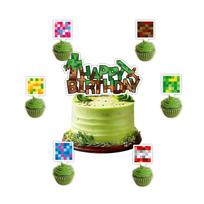 Pikselių stiliaus teminiai vakarėlio reikmenys Minecraft vakarėlio dekoracijos Rekvizitas Vėliavėlės my world big power strip 1pcs
