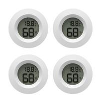 4pcs Round Embedded Digital Hygrometer Thermometers for Accurate Temperature Humidity Monitoring in Reptiles Habitats balta