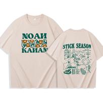 Noah Kahan marškinėliai Stick Season turo marškinėliai Noah Kahan muzikiniai marškinėliai Stick Season albumo marškinėliai Gerbėjų dovanos O formos iškirptės trumparankoviai marškinėliai S