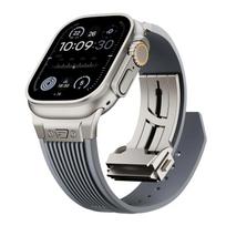 Prabangus dirželis Apple Watch juostai Ultra 3 49mm Series 11 10 46mm 9 8 7 45mm Sportinis silikoninis apyrankės diržas Iwatch 6 SE 5 44mm 42mm 44mm 45mm &Grey juoda