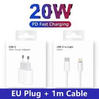 20W PD ES Greitas Sieninis Įkroviklis iPhone 11 12 13 Pro XS Max 14 Plus X XR Greitas Įkrovimas USB-C Įkrovimo Kabelis Su Mažmenine Dėžute EU Plug + 1m Cable