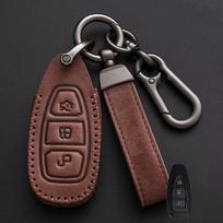 Madingas automobilio nuotolinio valdymo pultelio dėklas Korpusas Fob Ford Focus 3 4 ST Mondeo MK3 MK4 Fiesta Fusion Kuga Ecosport Apsaugos Aksesuarai ruda