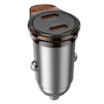 Hoco 2 x USB-C PD QC3.0 45W NZ16B Car Charger, Metal Gray