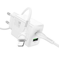 Hoco USB A + USB C QC3.0 PD AFC 3A 30W phone charger + N71 white USB C to USB C cable