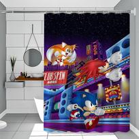 S-Sonic Racing Crossworlds Žaidimas Dušo užuolaida Vonios užuolaida Spausdintas audinys Vandeniui atsparios vonios užuolaidos Kabliukai Vonios pertvara 90x180 cm