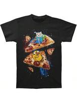 Adventure Times Men'S Pizza T-Shirt Black T Shirt Men Short Sleeve New Arrival Male Tees Casual Boy T-Shirt Tops Discounts S juoda