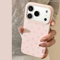 Pink Bow Leather Phone Case for Apple 17 Promax for IPhone 16 Korean 15 for Huawei for Samsung 14 17promax
