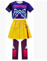 Kpop Demon Mira Huntrix Medžiotojai Vaikų Drabužiai Mergaitėms Rumi Zoey Mira Cosplay Drabužiai Elegantiška Suknelė Anime Apranga Pilnas Komplektas Helovinas 110cm mėlyna