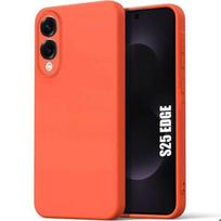 Protective Case - BOOLING - for Samsung Galaxy S25 Edge - Liquid Silicone Slim Flexible Matte Orange oranžinė