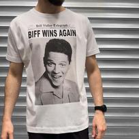 Mens Back To The Future BIFF WINS AGAIN Newspaper T Shirt Tannen Marty Mcfly S