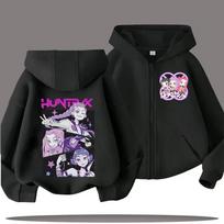 Zip Up Sweatshirt Kpop Demon Hunters Children's Hoodies Girls Boys Casual Tops Sportswear Cartoon Zipper Hoody Kids Coat Sweatshir 110cm rožinė