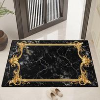 Modernus Marmuro Stiliaus Namų Dekoras Prabangus Didelis Kilimas Svetainei Auksinis Kraštas Neslystantis Valgomojo Kilimas Plaunamas Įėjimo Durų Kilimėlis 60*90cm