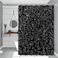 Animacinis K-Keith Haring raštas Vonios Dušo Užuolaida Vonios Pertvaros Užuolaida Šviesiai nepermatoma Vandeniui atspari Medžiaga Vonios 90x180 cm