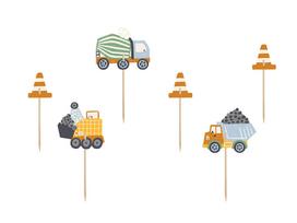 Cupcake toppers - Construction vehicles, 4-7 cm, mix (1 pkt / 6 pc.)