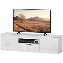 TV spintelė, blizgi, skirta televizoriams iki 65 colių, 3 skyriai, stalčius, 160 x 38 x 43 cm, balta, Balta