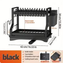 Dviejų lygių metalinis indų džiovintuvas,  Black Full Set Deluxe