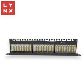 LYNX 19" patch panel 24-port, STP Cat6a, 50µ, stíněný, černý