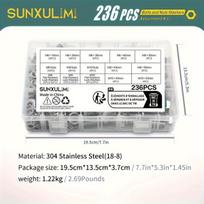 Nerūdijančio plieno varžtų rinkinys, 304-M6, M8, M10 (236 PCS)