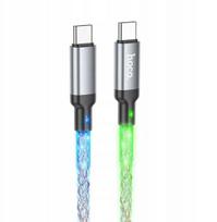 Kabel USB C do USB C Hoco 3A 60W LED 1 m U112 szary