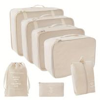 7 dalių minimalistinis kelioninis lagaminų krepšių rinkinys ,  Septynių dalių rinkinys Beige