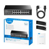 Jungiklis - Cudy - GS1016 - 16 Prievadai - Gigabit Ethernet - Negalima valdyti, Juoda