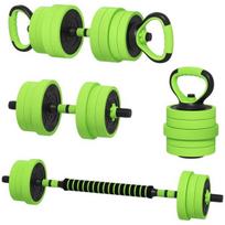 4 in 1 hantelių rinkinys 20 kg reguliuojami hanteliai ir štanga Kettlebell atsispaudimų rankenos Žalia, Žalia