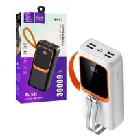 Atsarginis maitinimo šaltinis ("Power Bank") Išorinė baterija POWER BANK DENMEN 30000mAh (4xUSB 1xUSB-C) balta