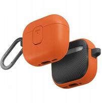Ausinių dėklas AirPods 4 oranžinis su karabinu Uniq