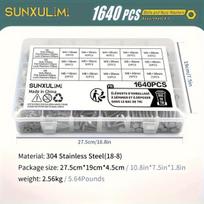 Nerūdijančio plieno varžtų rinkinys, M4, M5, M6 (1640 PCS)