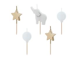 Gimtadienio žvakutės "Drambliukas" spalvotos 5 vnt 3*5cm