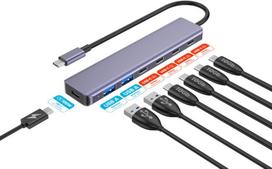 PLATINET MEDIA HUB USB-C TO 4X USB-C 3.2 GEN2 + 2X USB-A 3.2 GEN1 + 1X USB-C PD 100W 7IN1 ALUMINIUM [46236]