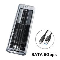M.2 NVME SATA SSD dėklas USB3.1 Gen1 Skaidrus išorinis kietojo disko dėžutė Be įrankių 10Gbps korpuso adapteris 2230 2242 2260 2280 SATA 5Gbps