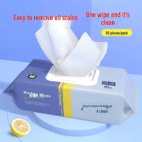 Sustorintos virtuvinės drėgnos servetėlės riebalams valyti, skirtos gartraukiui ir dėmėms pašalinti Small Disposable Kitchen Wet Wipes
