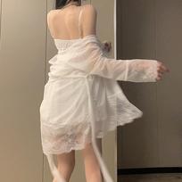 Women's Sexy Summer Lace Mesh Nightdress with Bow Detail One Size