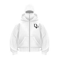 Men Hip Hop Double Hat Balaclava Hoodie Windproof Zipper Face Mask Sweatshirt Streetwear Trend Autumn Fashion Hooded Jacket Coat S