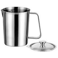 Profesionalūs pieno ąsotėliai kavai, 4 dydžiai 500ml 1000ml 1500ml 2000ml, su užrakinamu dangteliu, patvarus, nerūdyjantis plienas, matavimo puodelis gray