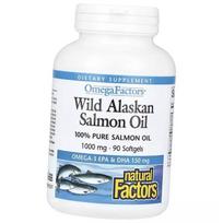 Laukinio Aliaskos lašišos aliejus, OmegaFactors Wild Alaskan Salmon Oil 1000, Natural Factors (67406005) 90softgels