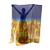 75x55 colių lengvas šlovinimo šifono vėliava su lanksčiu stulpu, bažnyčios liturginis šlovinimo, garbinimo šokio vėliava, šlovinimo vėliava blue